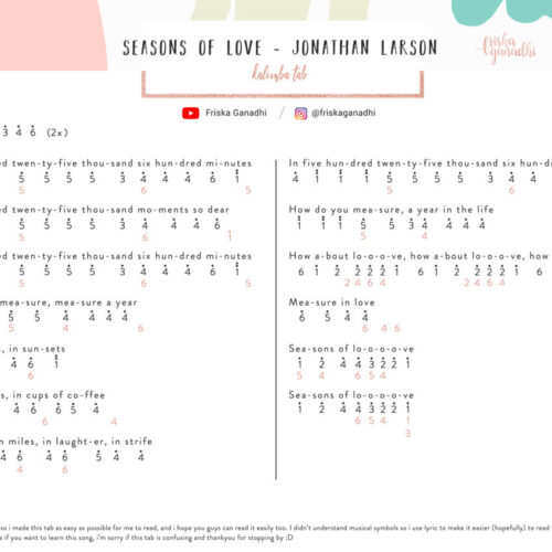 Seasons of Love Easy Kalimba Tabs seasons of love Seasons-of-Love-Jonathan-Larson-Kalimba-Tab-500x500 Seasons of Love