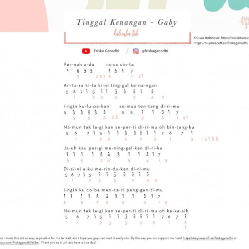 Tinggal Kenangan - Gaby Easy Kalimba Tabs tinggal kenangan gaby Tinggal-Kenangan-Gaby-Kalimba-Tab-6bfac130-500x500 Tinggal Kenangan - Gaby