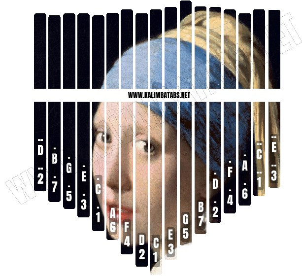 Kalimba Tine Sticker: Girl with a Pearl Earring Painting Kalimba Printable Stickers girl-pearl-earring Kalimba Tine Sticker: Girl with a Pearl Earring Painting