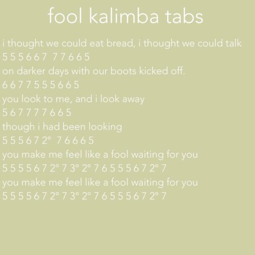 Frankie Cosmos - Fool kalimba tabs Easy Kalimba Tabs Kalimba tabs kalimba Indie alt 5EE36E53-ACB5-4A59-B989-B79B8AAB18AE-252b5e81-500x500 Frankie Cosmos - Fool kalimba tabs