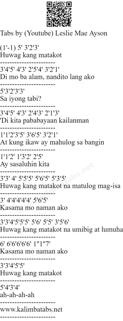 Huwag Kang Matakot - Eraserheads Easy Kalimba Tabs tagalog opm notes kalimba tutorial Kalimba tabs kalimba songs filipino ERASERHEADS eheads Huwag-Kang-Matakot-Eraserheads-tabs-395x1024 Huwag Kang Matakot - Eraserheads