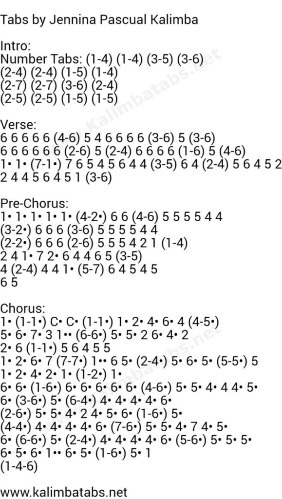 LAGI - Skusta Clee Easy Kalimba Tabs tagalog opm notes kalimba tutorial kalimba songs filipino output-onlinetexttools-9-1-579x1024 LAGI - Skusta Clee