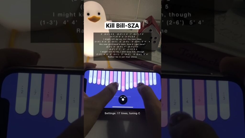 SZA - Kill Bill (Chorus) Kalimba Tabs Letter & Number Notes Tutorial - KalimbaTabs.net