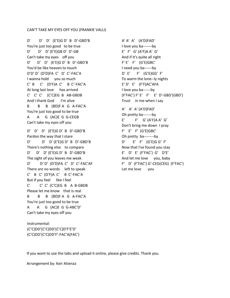 Can't Take My Eyes Off You Easy Kalimba Tabs Intermediate Kalimba Tabs Kalimba tabs kalimba chords Frankie Valli cant-take-my-eyes-off-you-768x994 Can't Take My Eyes Off You