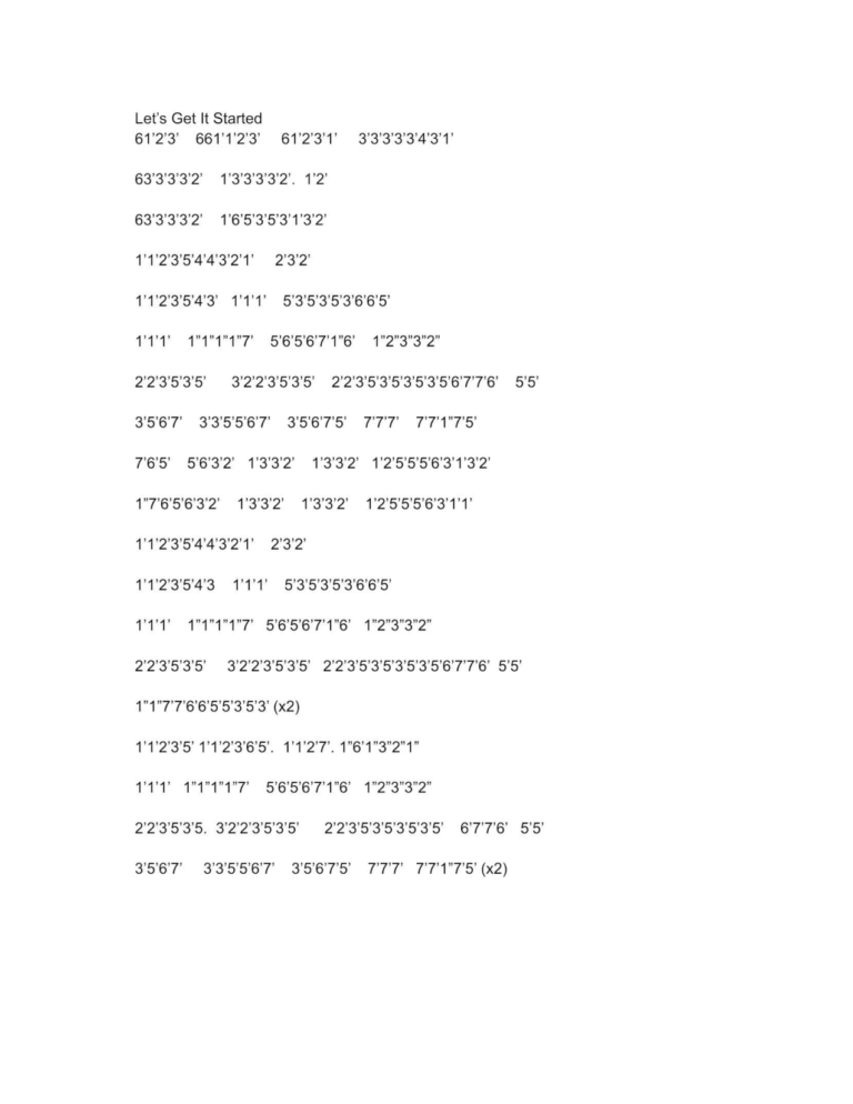 Let’s Get It Started- Iluna Easy Kalimba Tabs Kalimba tabs Iluna lets-768x994 Let’s Get It Started- Iluna